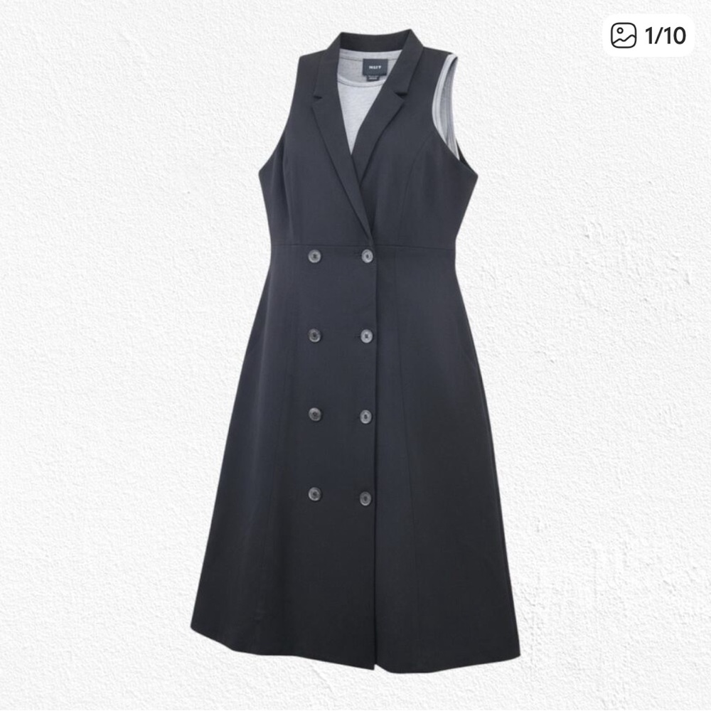 Anthropologie Black Double-Breasted Midi Dress